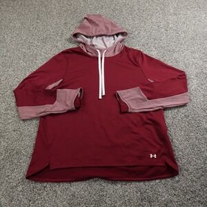 Under Armour Hoodie Womens XL Red Loose Coldgear Pullover‎ Sweatshirt Active Gym